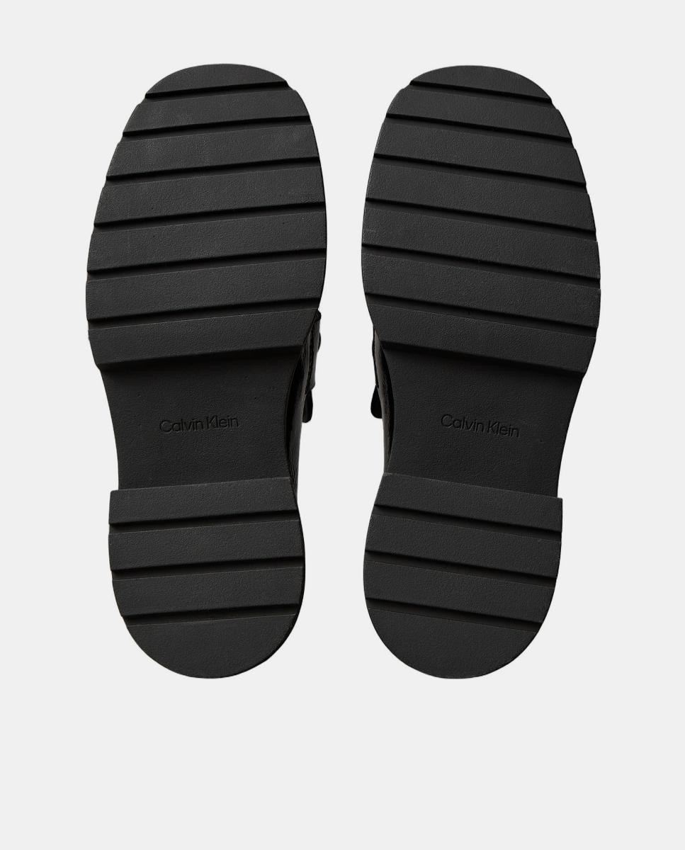 Mocassins em Pele com Plataforma Preto-6