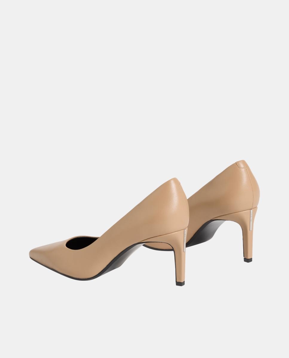 Sapatos de Salto Stiletto em Pele 70 mm Bege-3