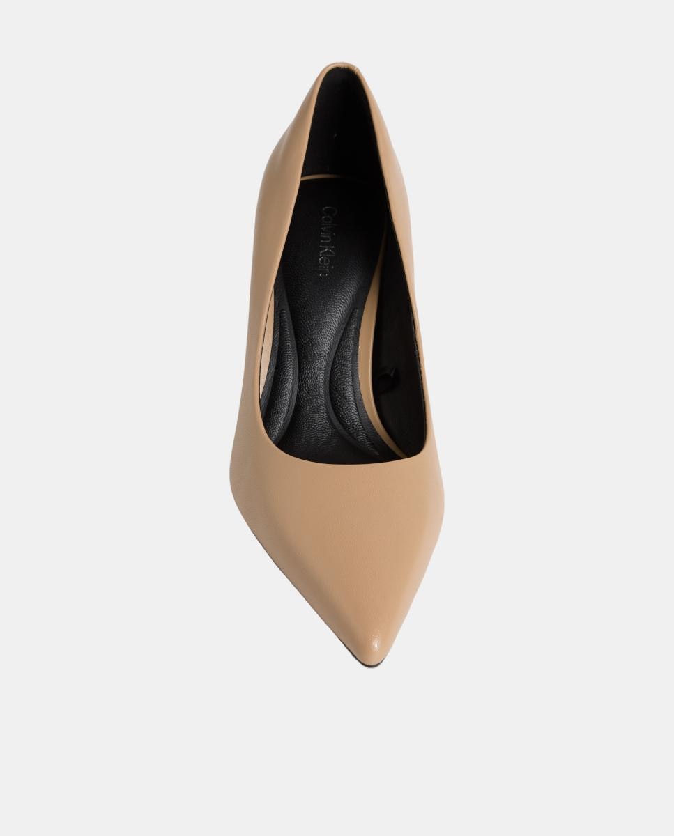 Sapatos de Salto Stiletto em Pele 70 mm Bege-4