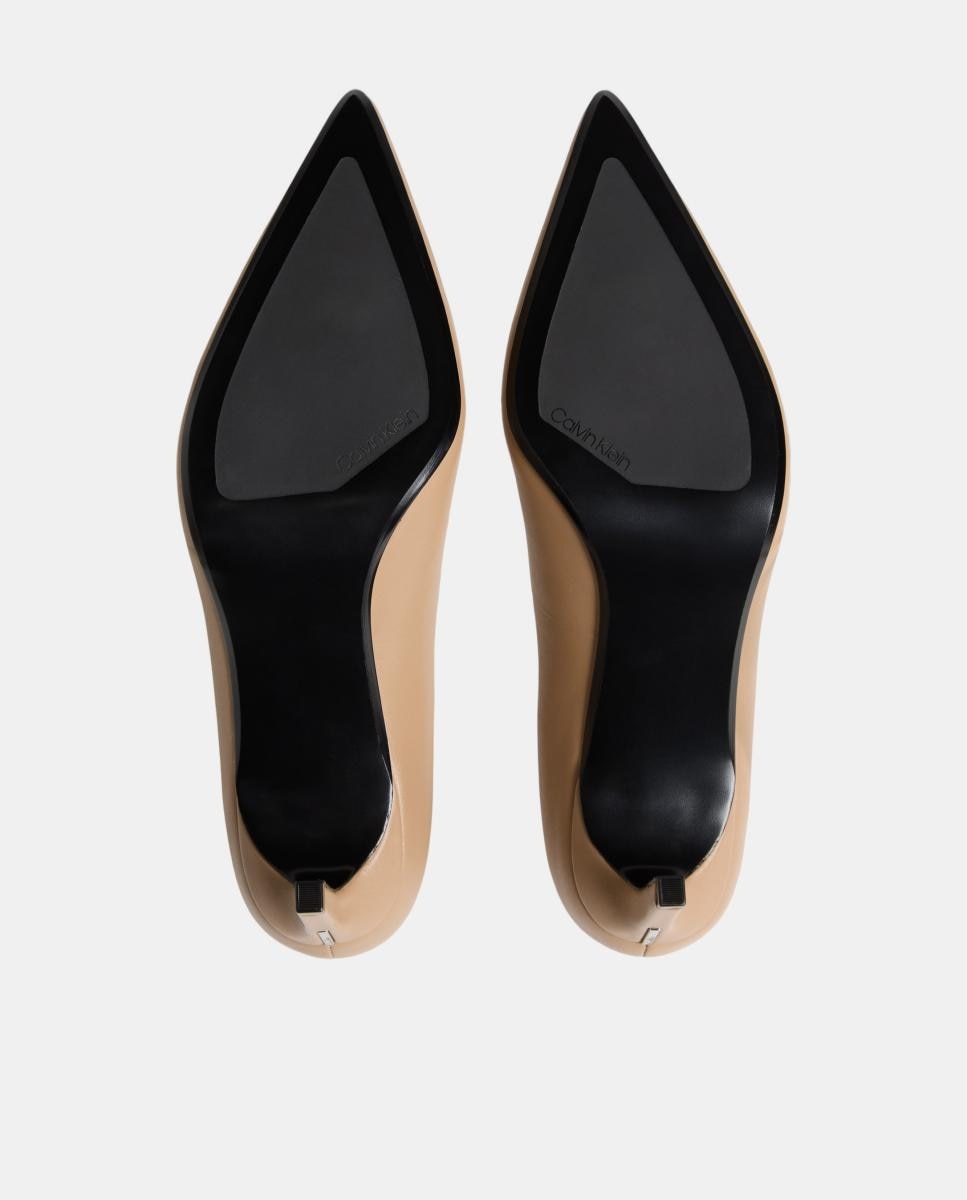 Sapatos de Salto Stiletto em Pele 70 mm Bege-5