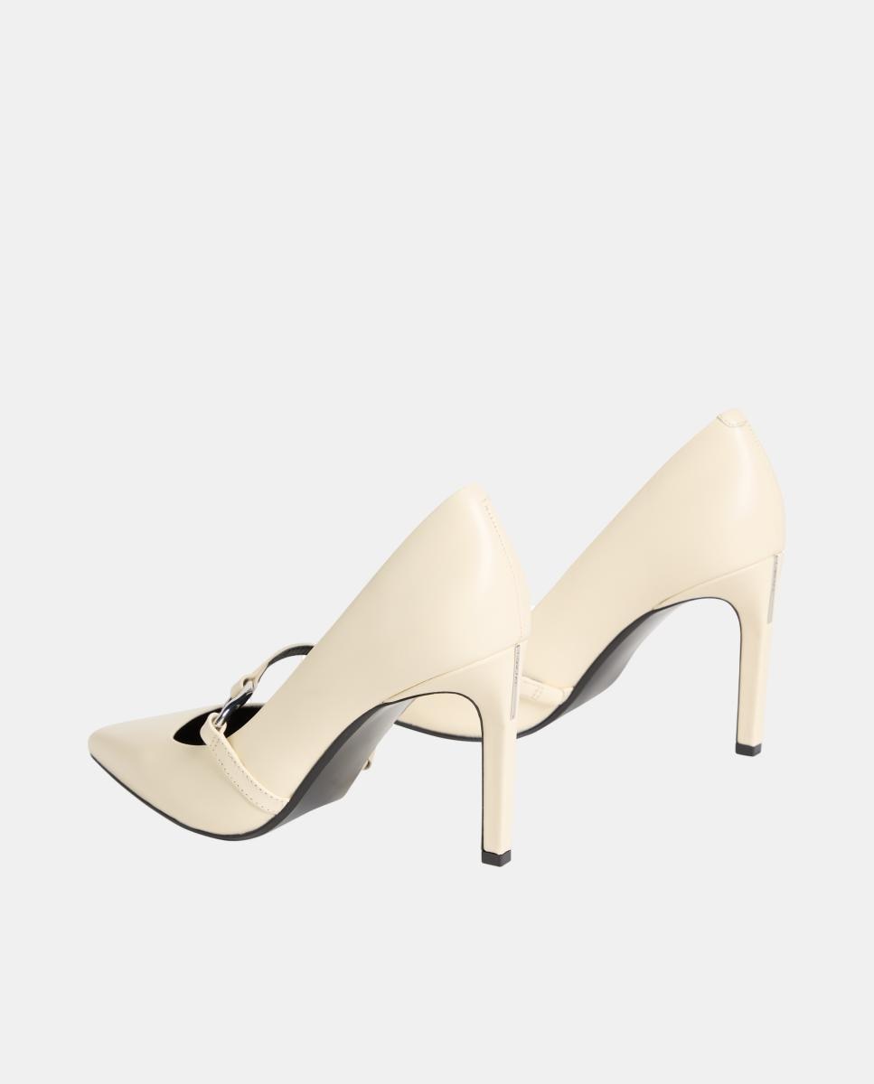 Sapatos de Salto Stiletto em Pele 90 mm Creme-3