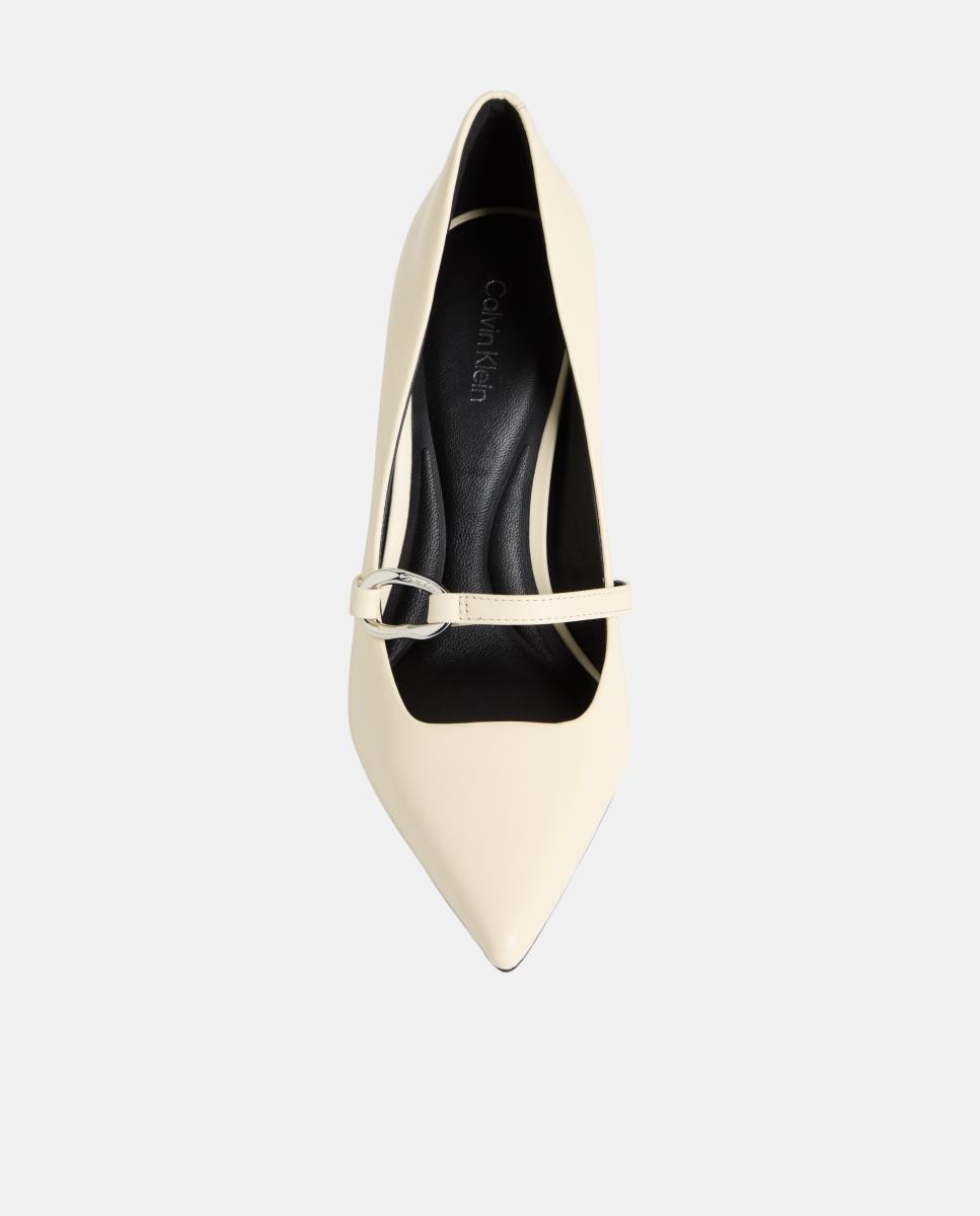 Sapatos de Salto Stiletto em Pele 90 mm Creme-4