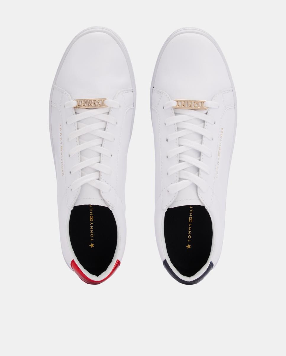 Zapatillas deportivas estilo casco con cordones y talón metalizado de Tommy Hilfiger - Rojo Rojo-3