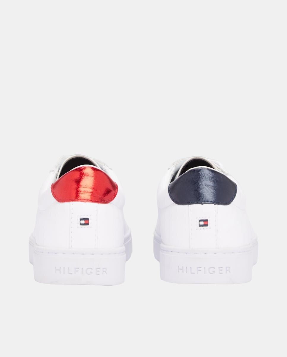 Zapatillas deportivas estilo casco con cordones y talón metalizado de Tommy Hilfiger - Rojo Rojo-4