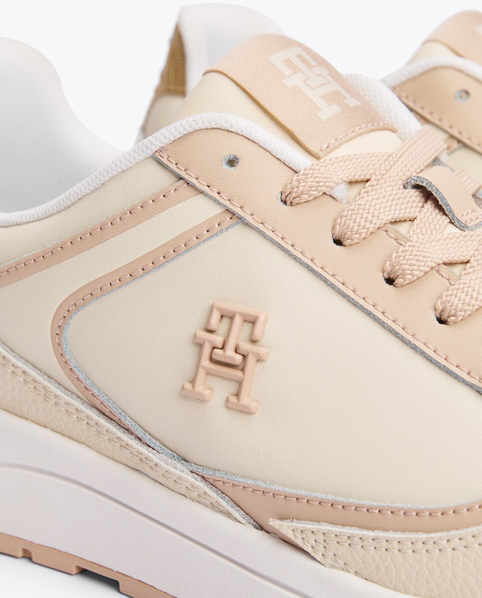 Zapatillas de mujer estilo running de piel - Tommy Hilfiger - Marrón claro Marrón claro-5