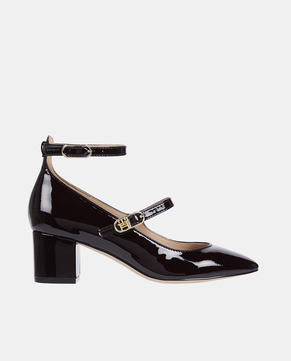 Sabrinas em Pele com Efeito de Verniz Vermelho/Grená-1