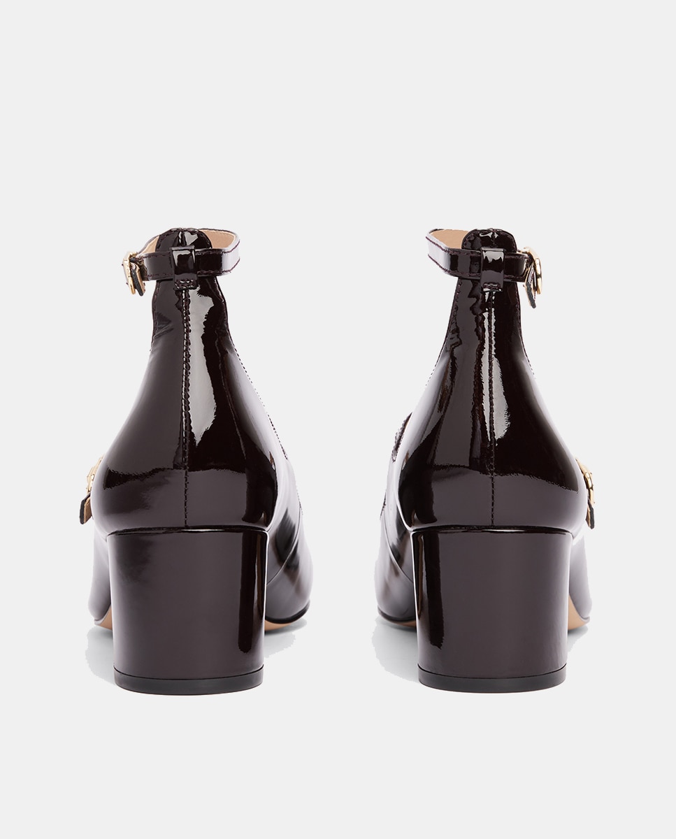 Sabrinas em Pele com Efeito de Verniz Vermelho/Grená-3