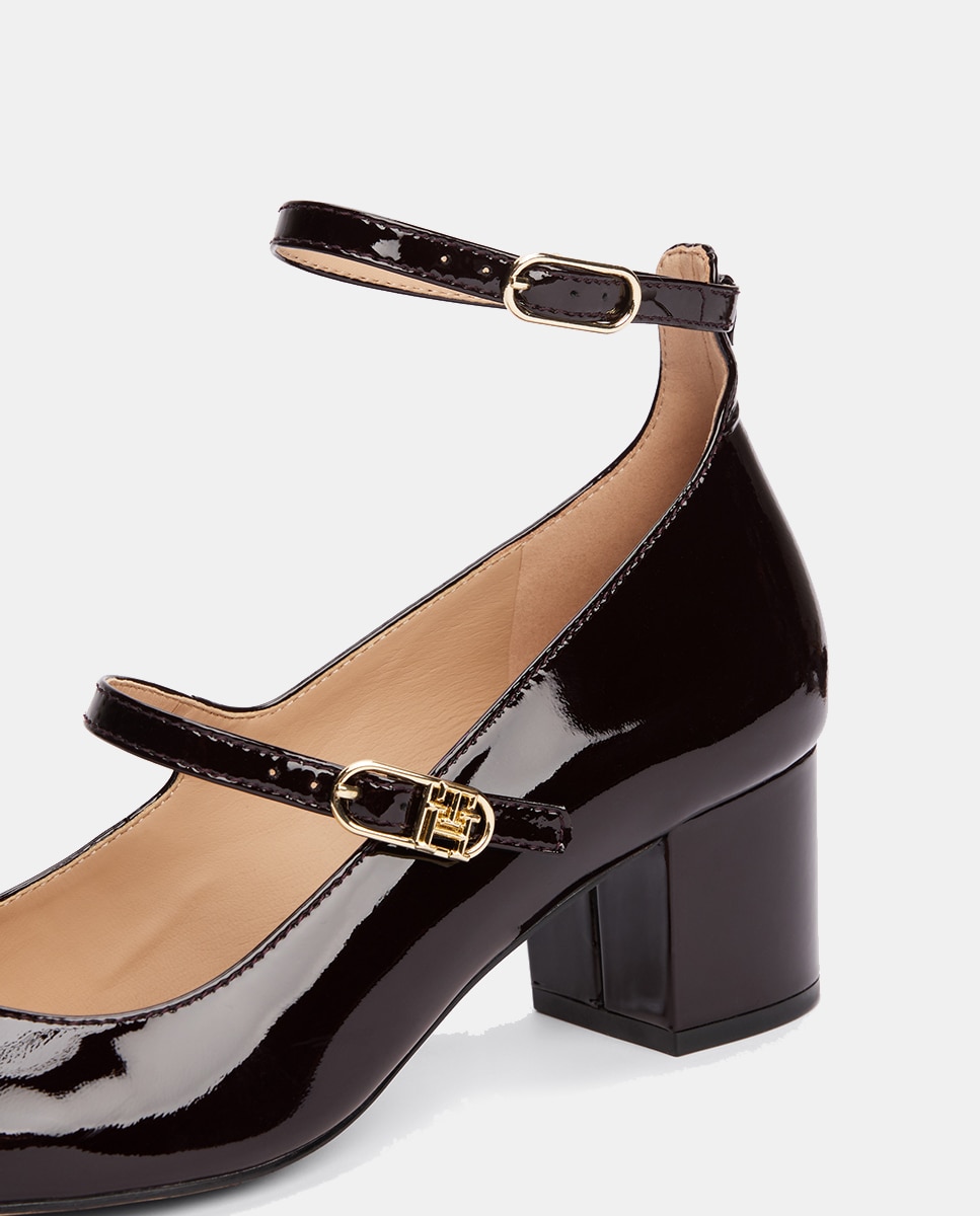 Sabrinas em Pele com Efeito de Verniz Vermelho/Grená-4