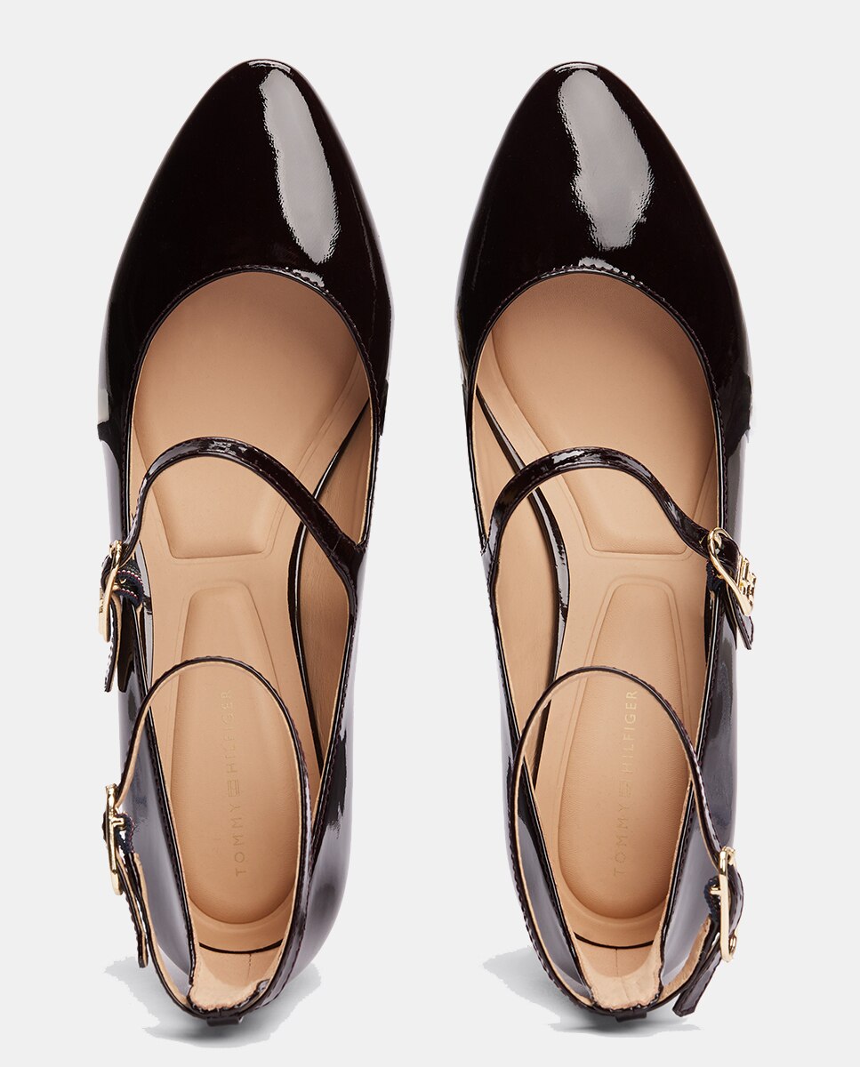 Sabrinas em Pele com Efeito de Verniz Vermelho/Grená-5