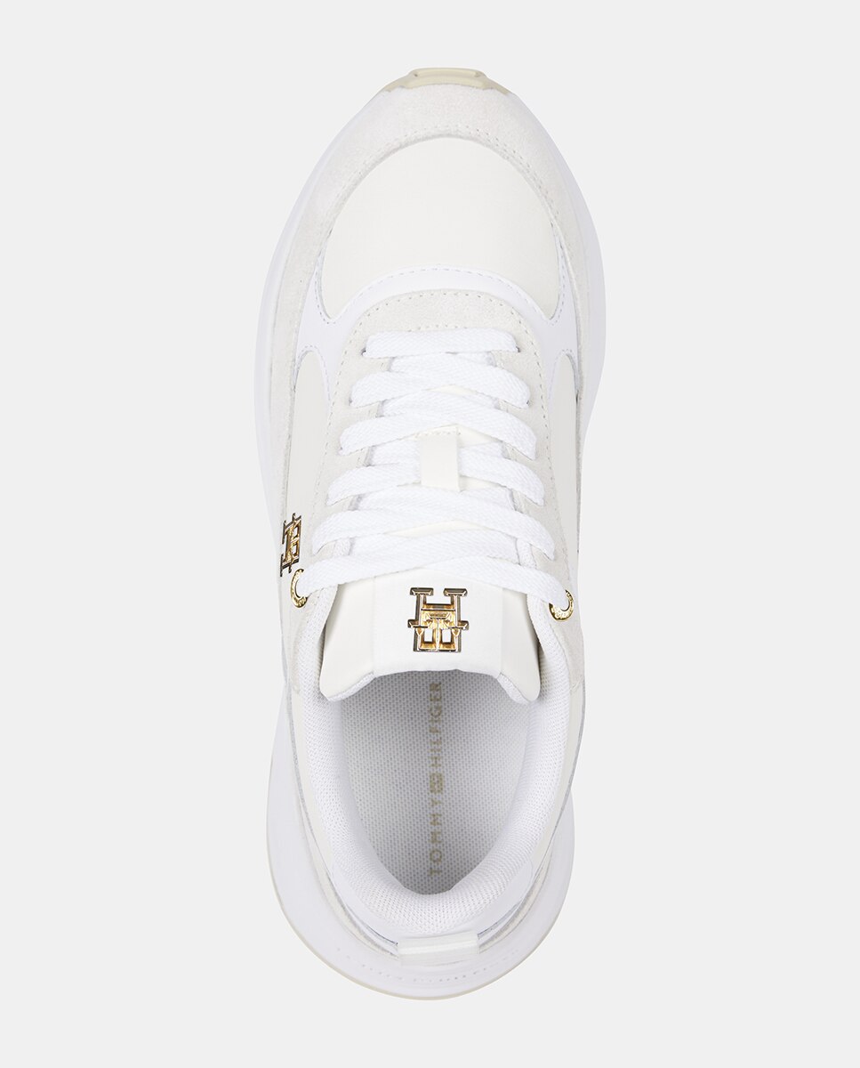 Sapatilhas Estilo Running com Plataforma Branco Osso-2