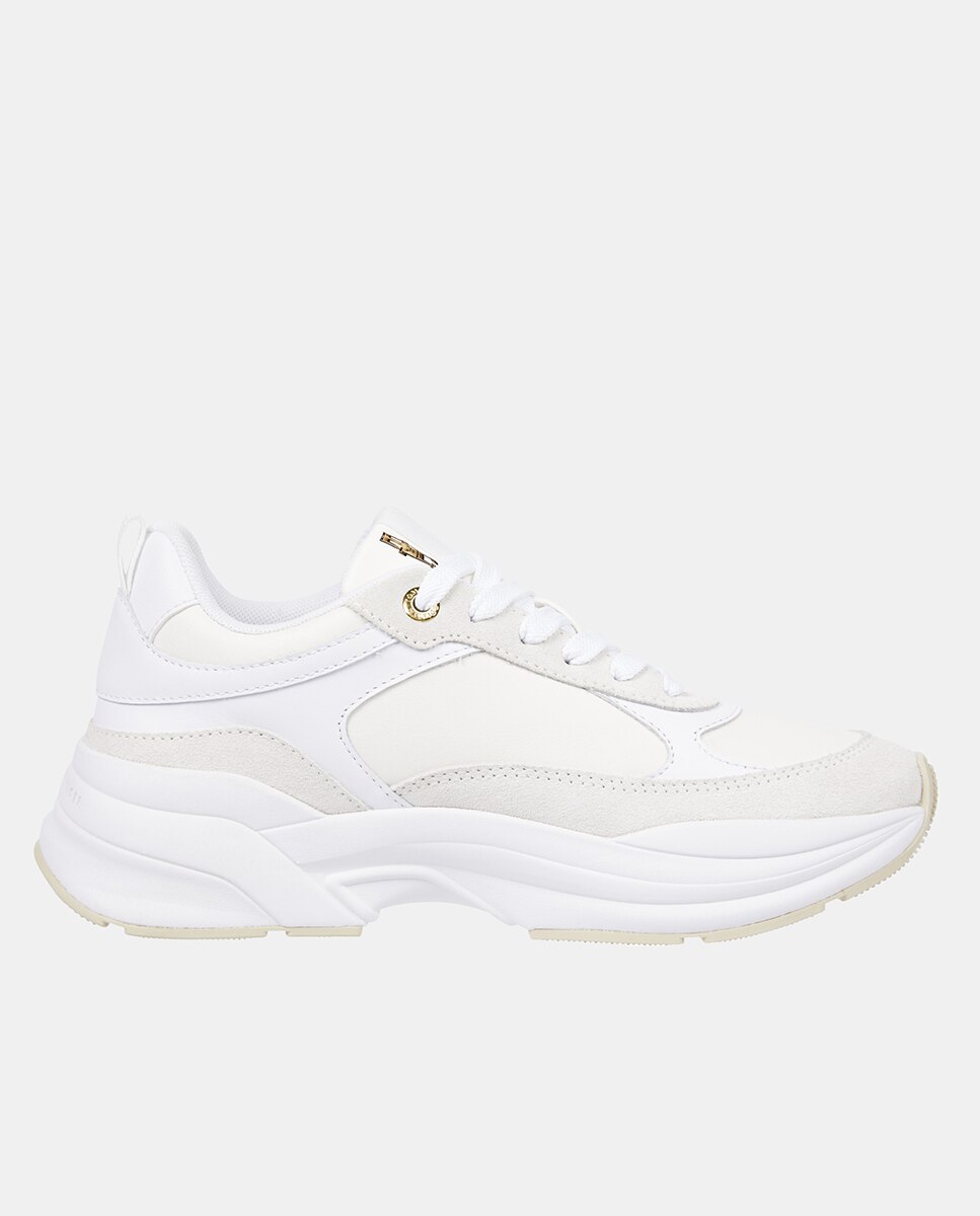Sapatilhas Estilo Running com Plataforma Branco Osso-5