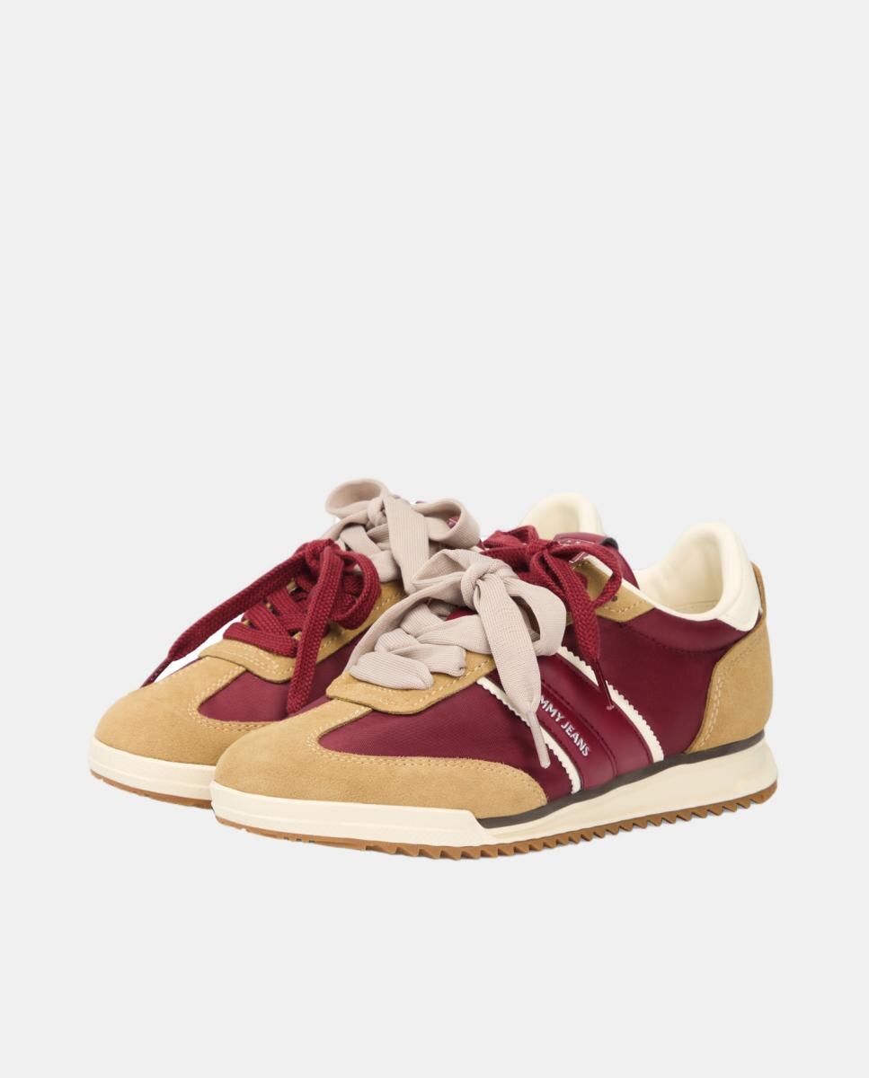 Tenis burdeos detalles dorados y doble lazada - Tommy Hilfiger - Rojo Rojo-4