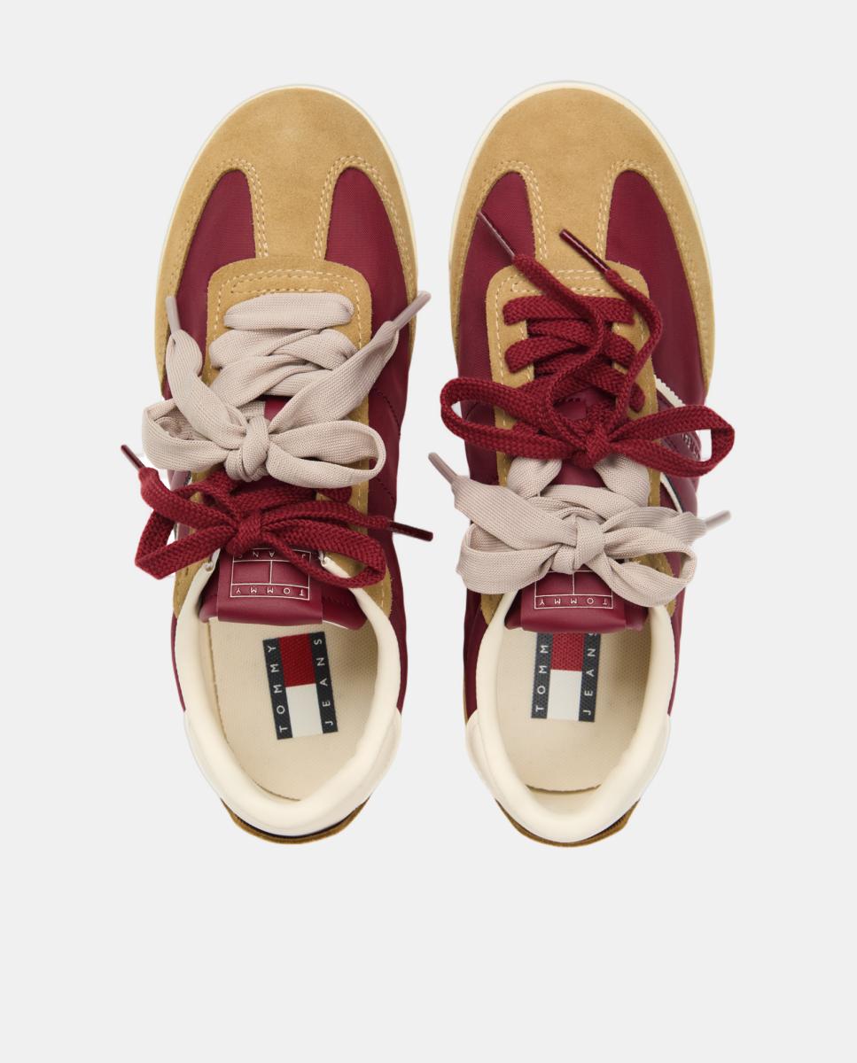 Tenis burdeos detalles dorados y doble lazada - Tommy Hilfiger - Rojo Rojo-6