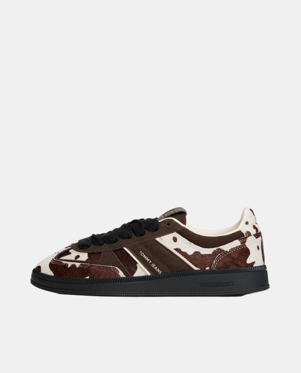 Sapatilhas em Pele - Castanho/Branco/Preto Castanho-2