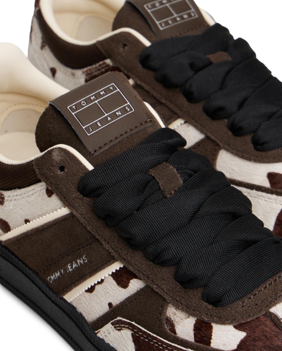 Sapatilhas em Pele - Castanho/Branco/Preto Castanho-6