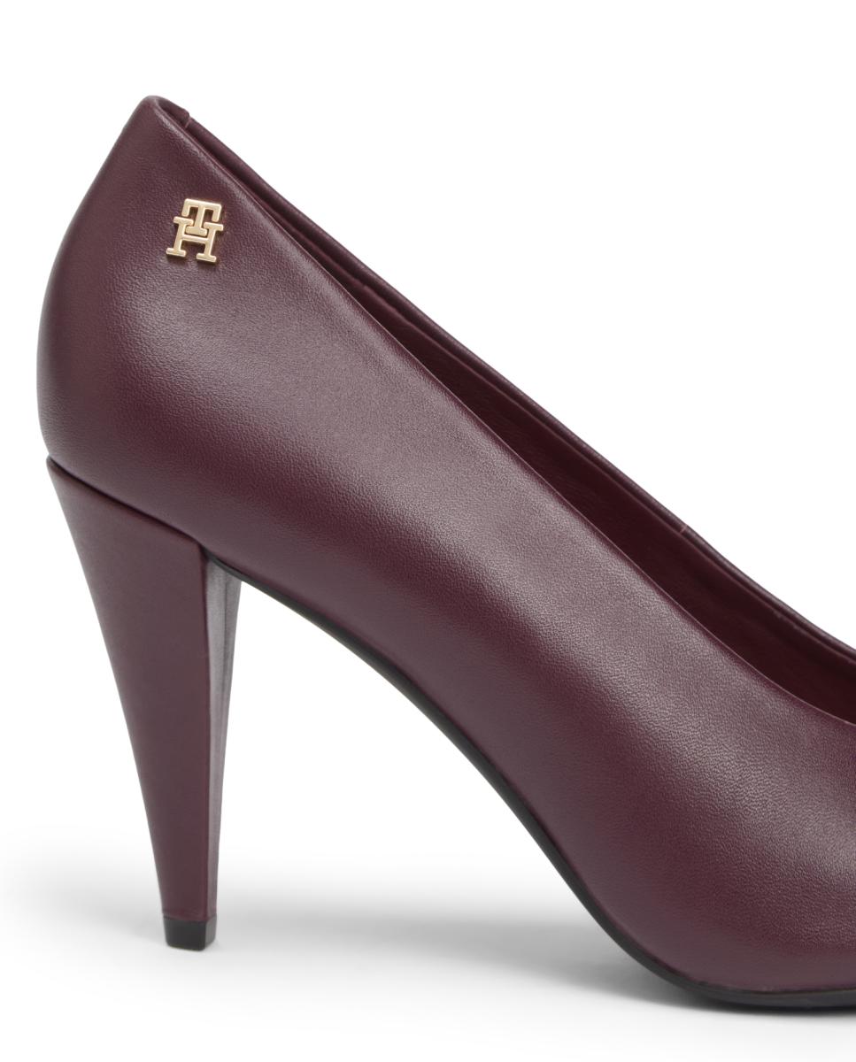 Sapatos em Pele Lisa com Tacão Alto Vermelho-7