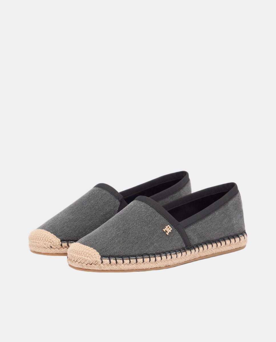 Alpercatas Tecidas Slip-On com Sola de Juta Preto-3