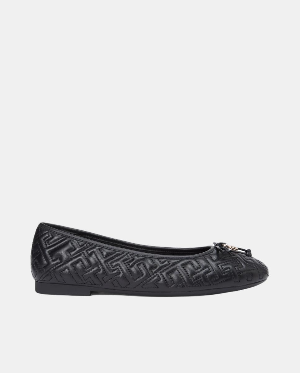 Tommy Hilfiger - Bailarinas negra tejido plano.