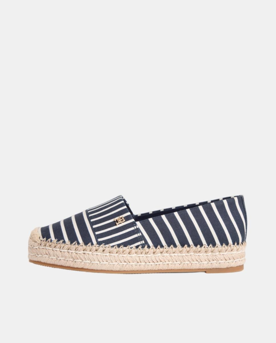 Alpercatas com Plataforma e Estampado às Riscas Azul-marinho-2