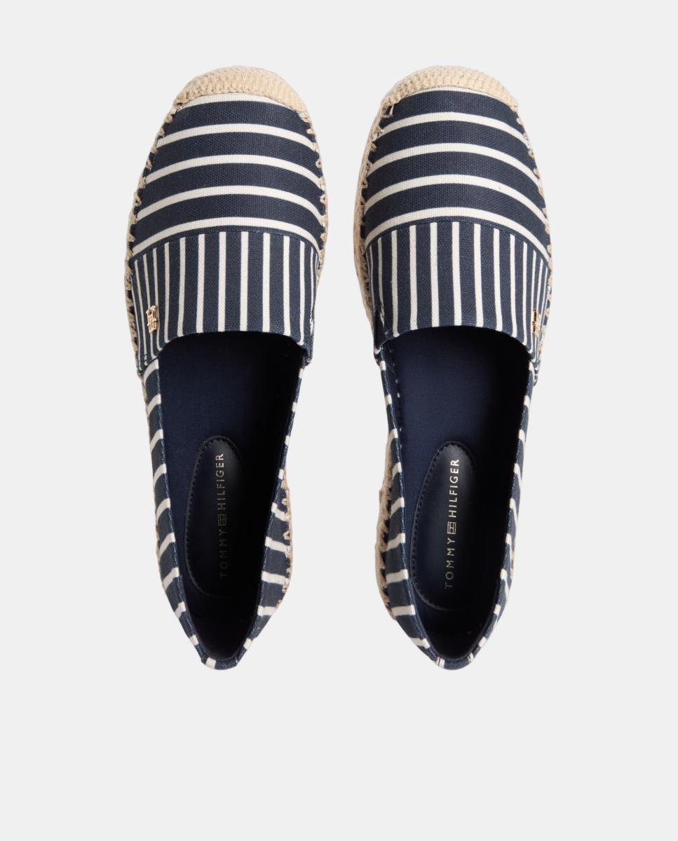 Alpercatas com Plataforma e Estampado às Riscas Azul-marinho-5