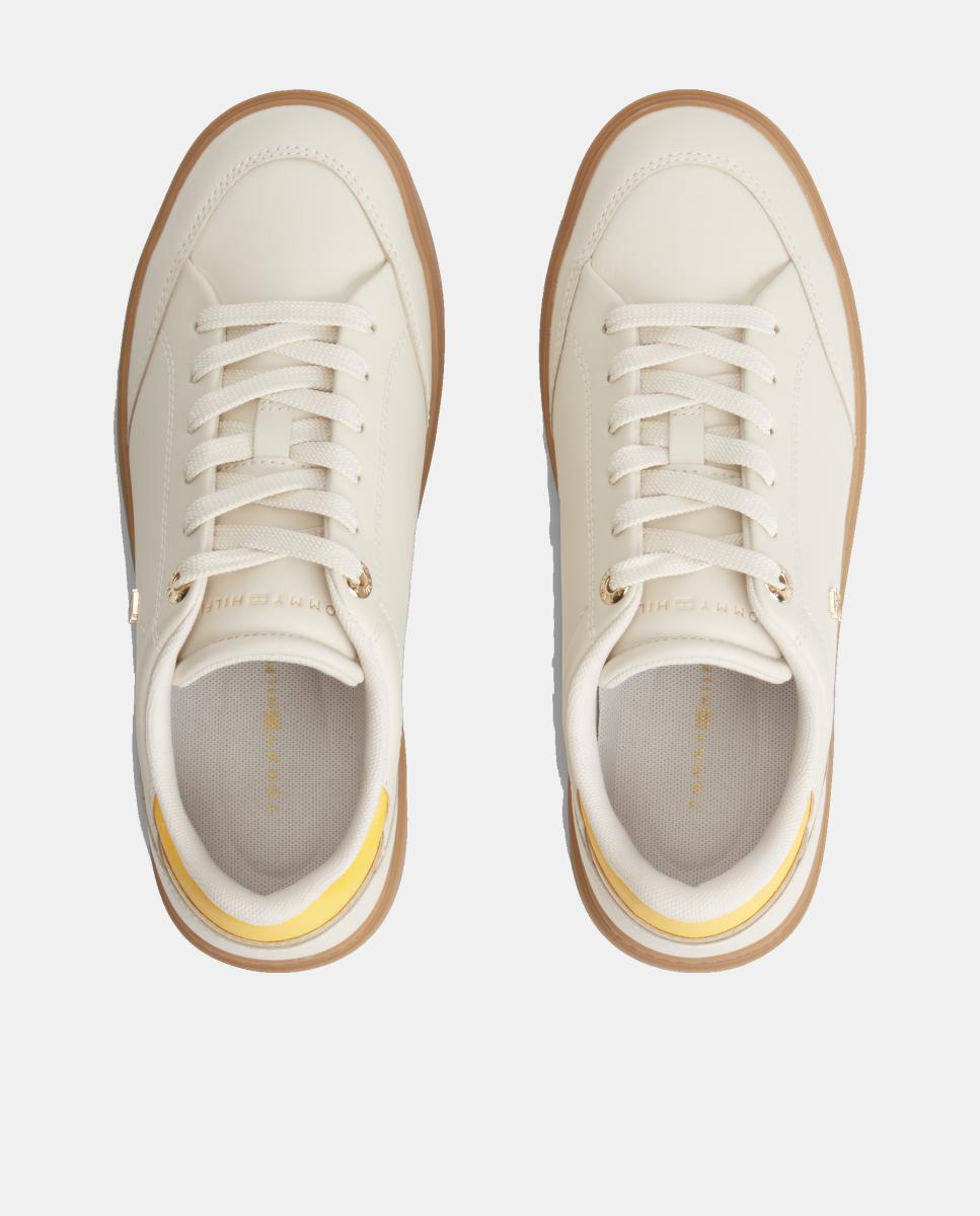 Sapatilhas em Pele Creme-4
