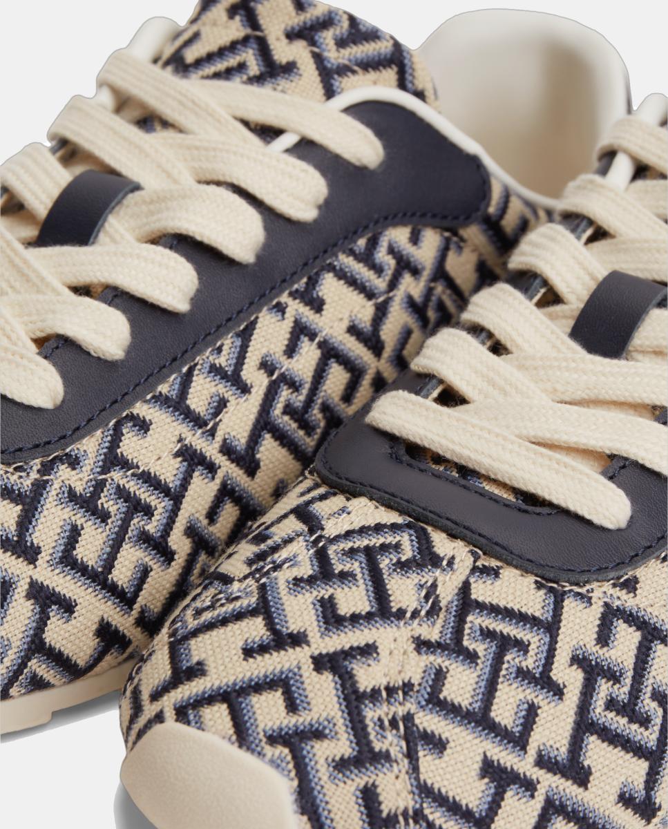 Sapatilhas com Estampado de Monograma Azul-marinho-6