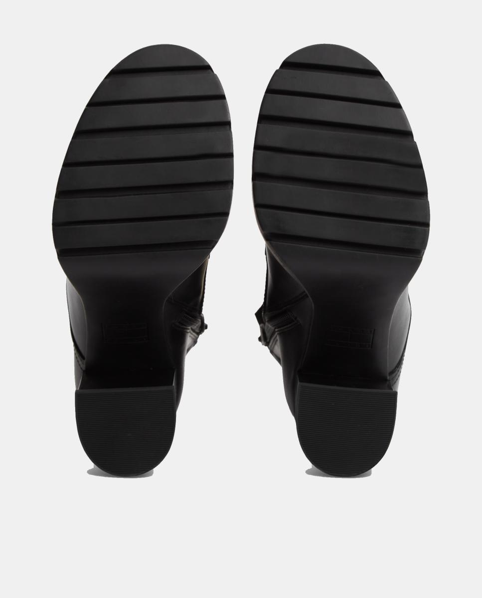 Botins com Atacadores e Salto Alto Preto-3