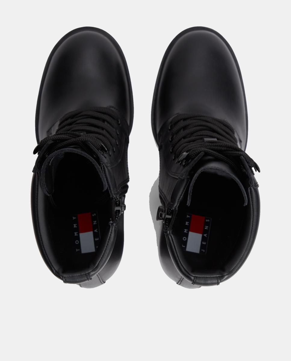 Botins com Atacadores e Salto Alto Preto-6