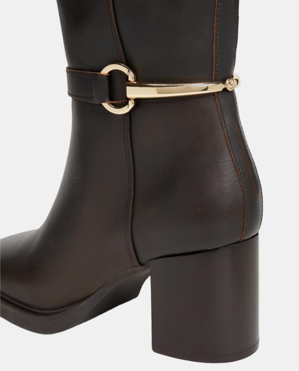 Botas Altas com Salto Castanho-escuro-6