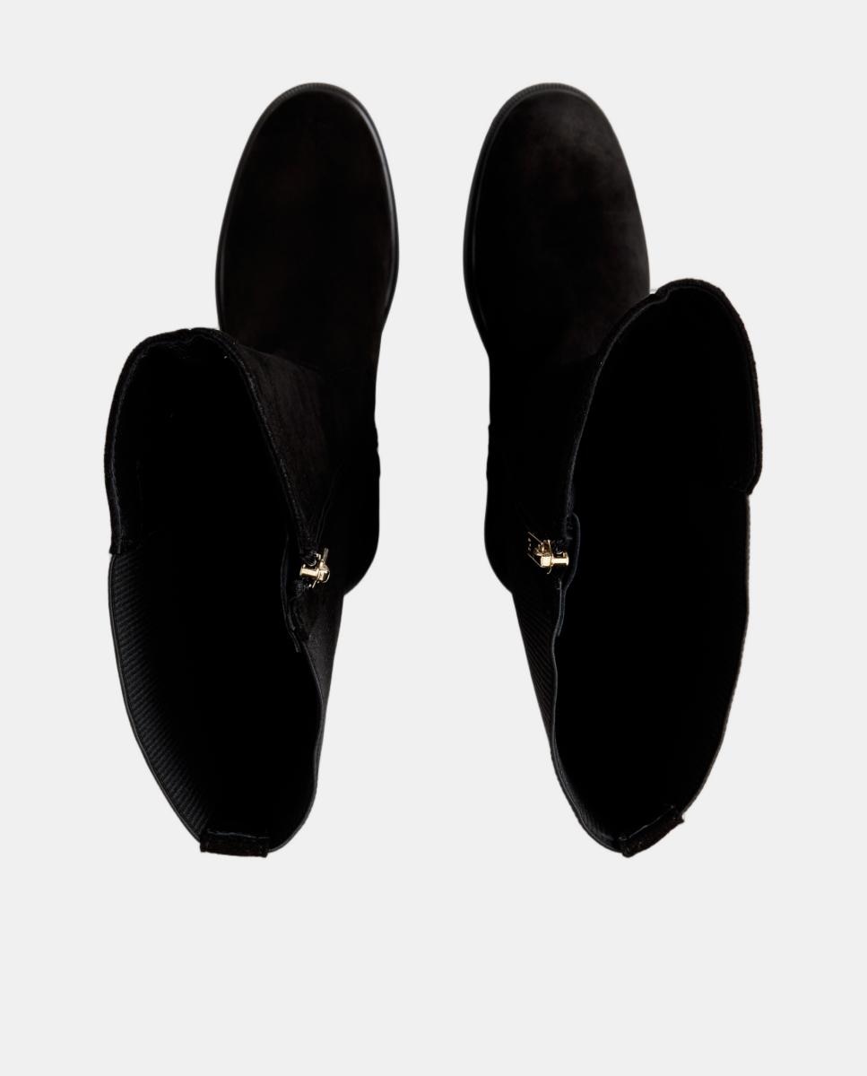 Botas Altas Estilo Chelsea em Croute Preto-3