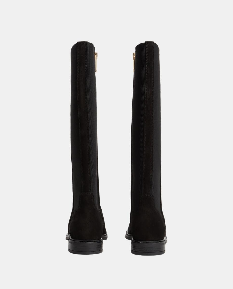 Botas Altas Estilo Chelsea em Croute Preto-4