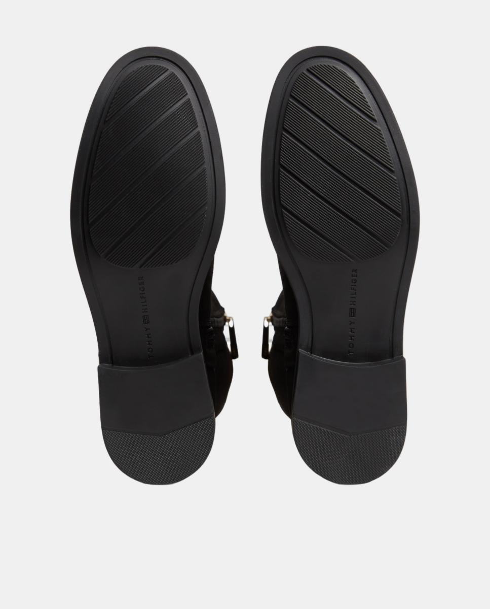 Botas Altas Estilo Chelsea em Croute Preto-5