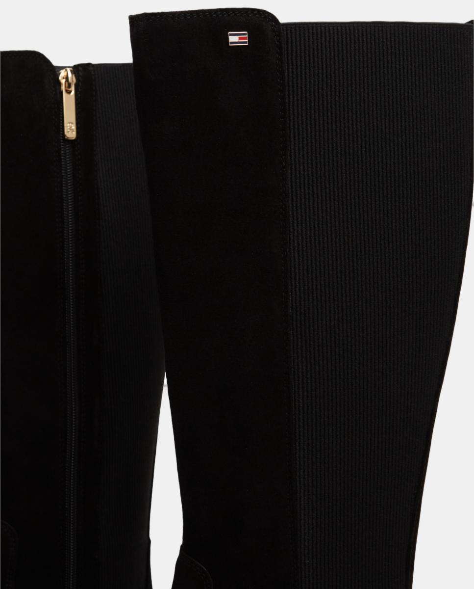 Botas Altas Estilo Chelsea em Croute Preto-6