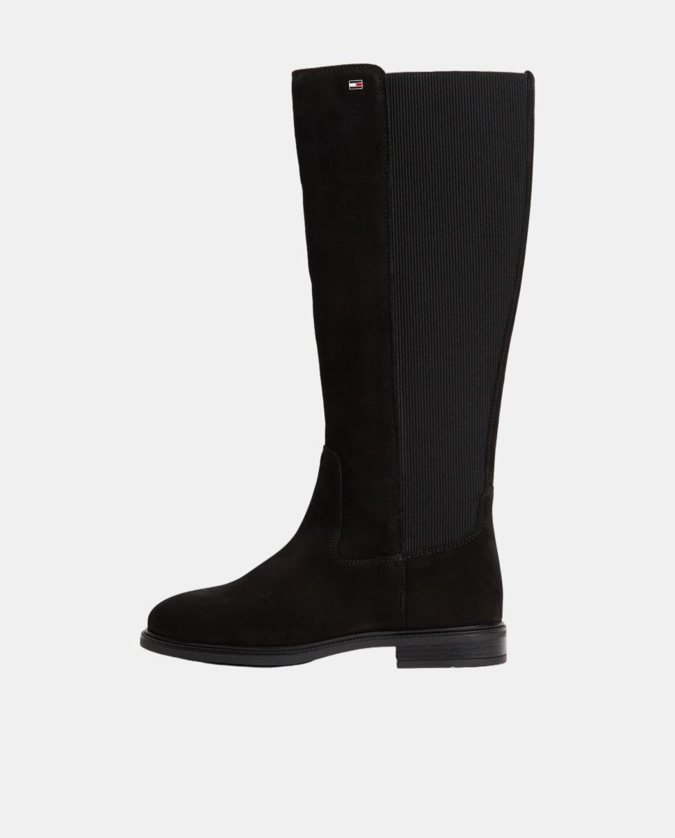 Botas Altas Estilo Chelsea em Croute Preto-7