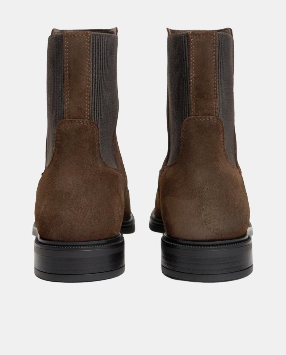 Botins Estilo Chelsea em Croute Castanho-escuro-4