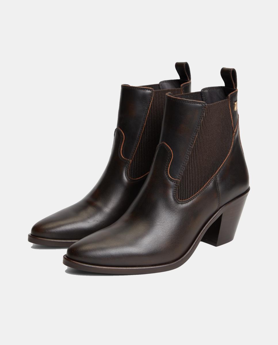 Botins Estilo Cowboy Castanho-escuro-7