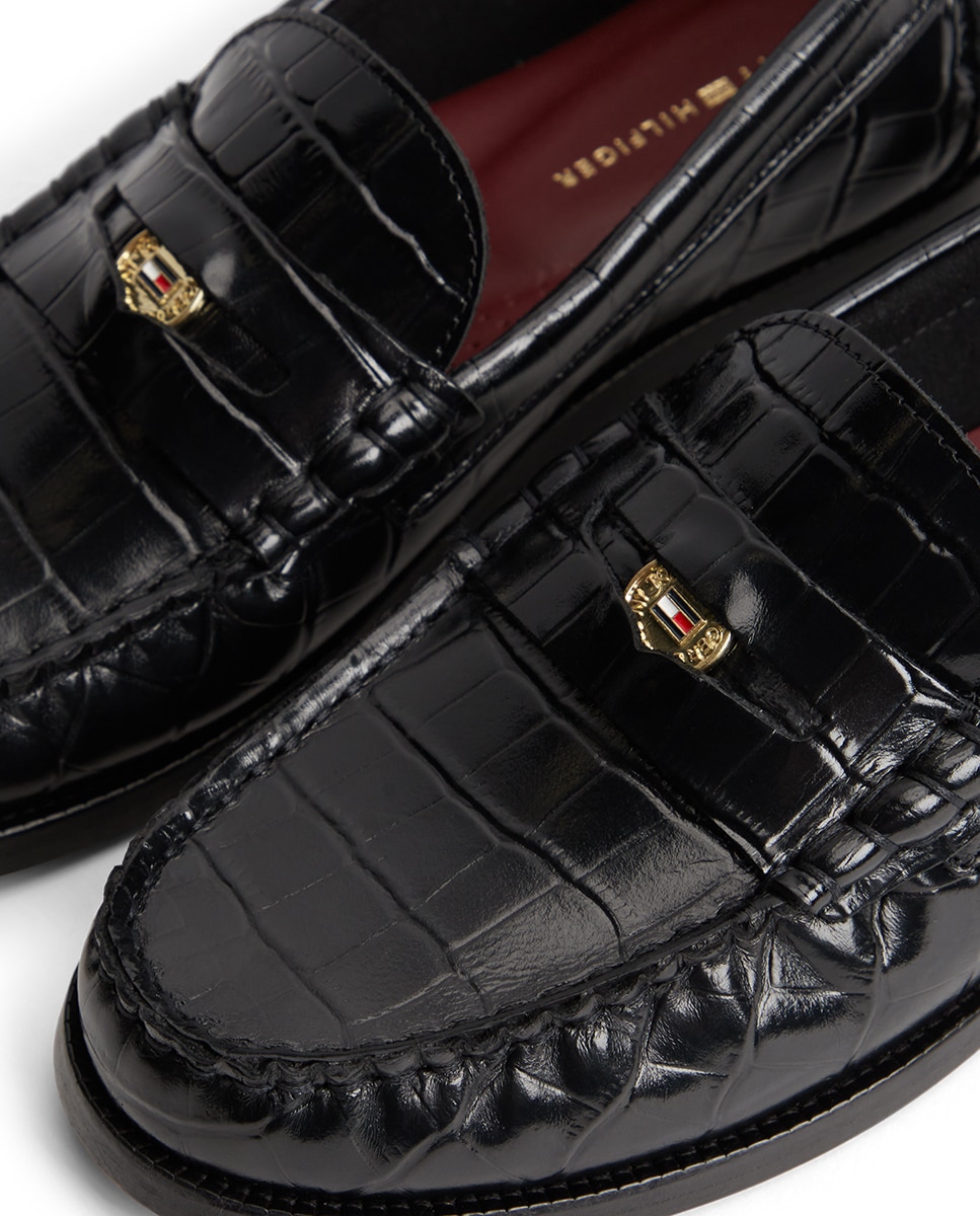 Imagen 4 de Mocasines negros con acabado efecto cocodrilo de Tommy Hilfiger - Negro Negro