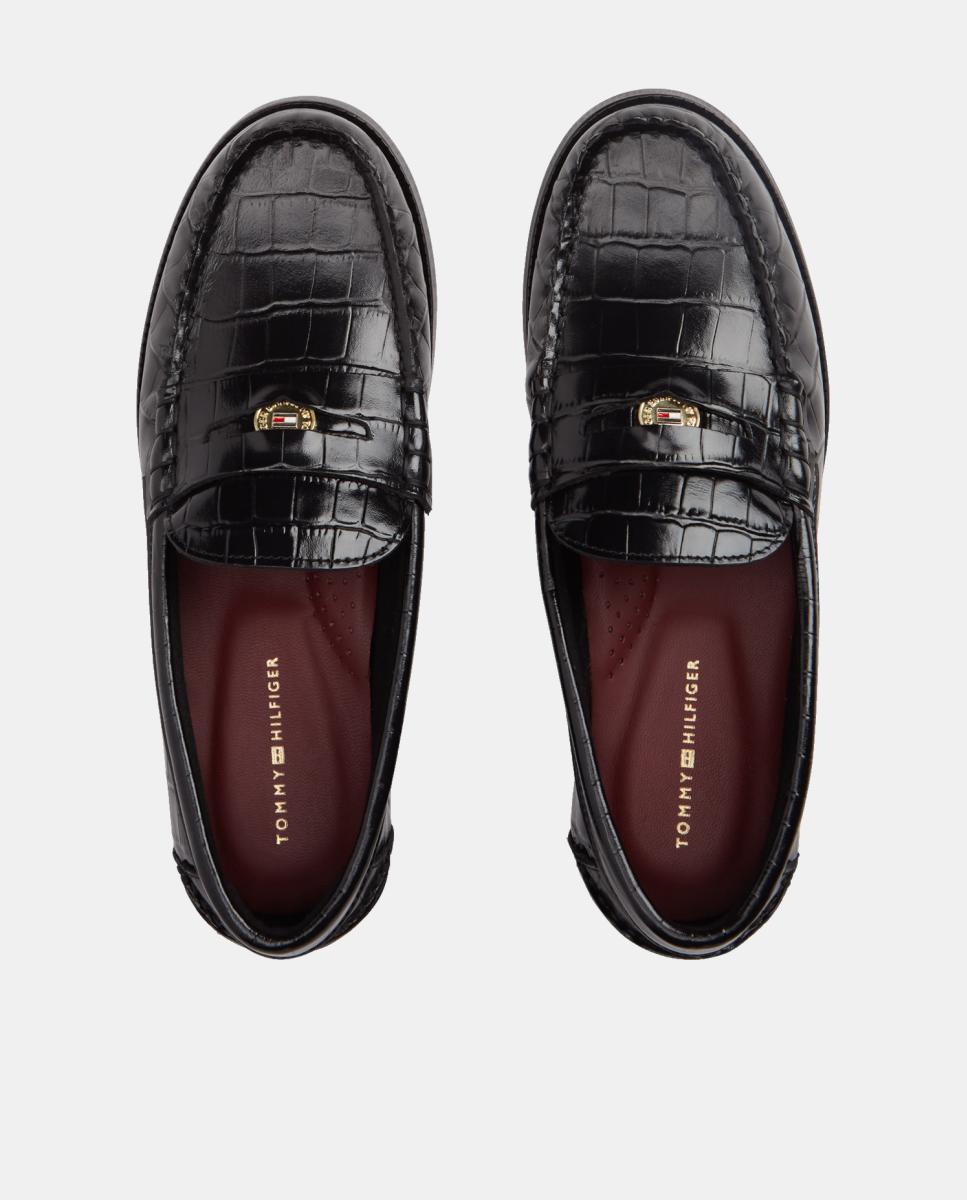 Imagen 7 de Mocasines negros con acabado efecto cocodrilo de Tommy Hilfiger - Negro Negro