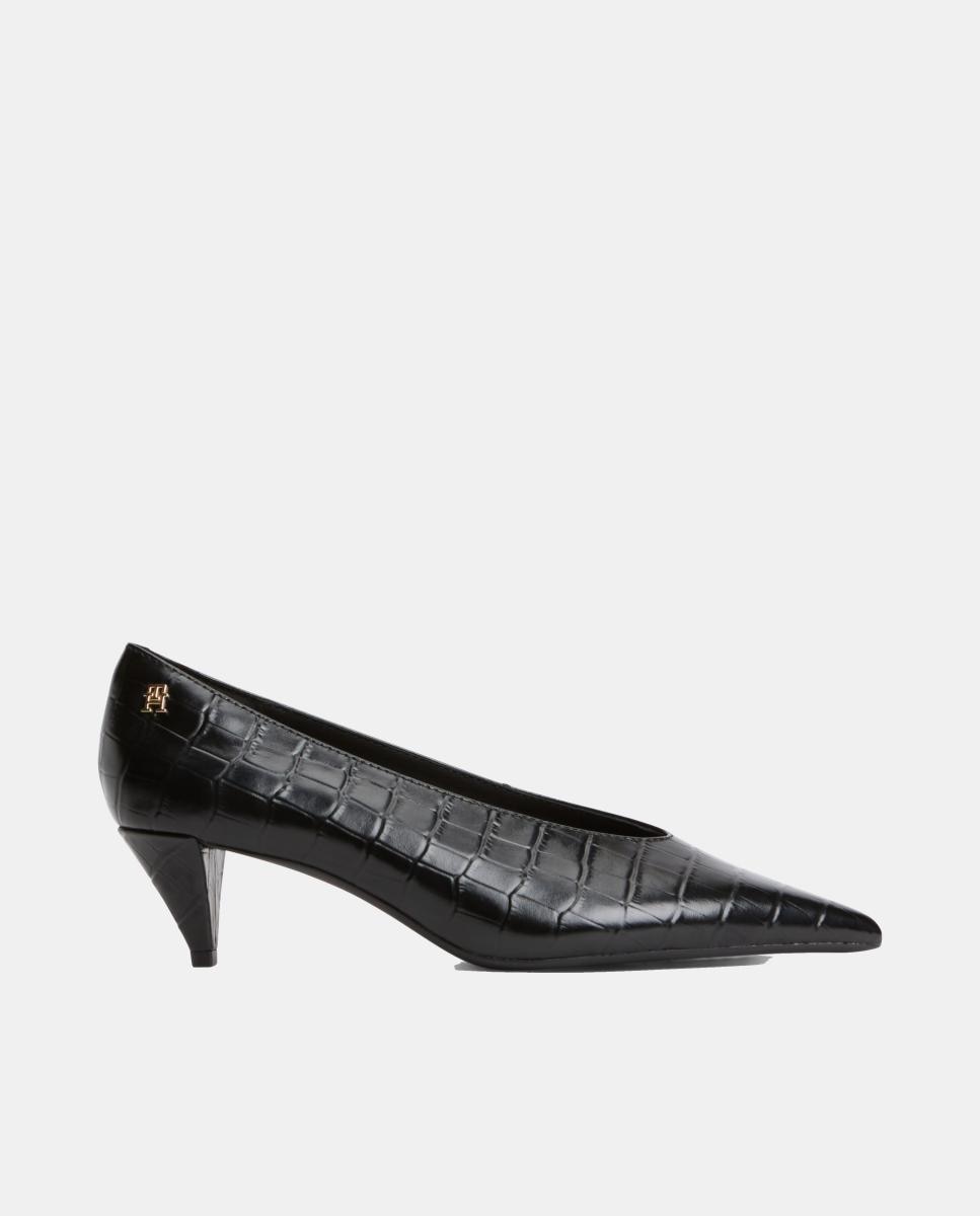 Imagem 1 de Sapatos de Salto Kitten com Acabamento de Efeito Crocodilo - Preto
