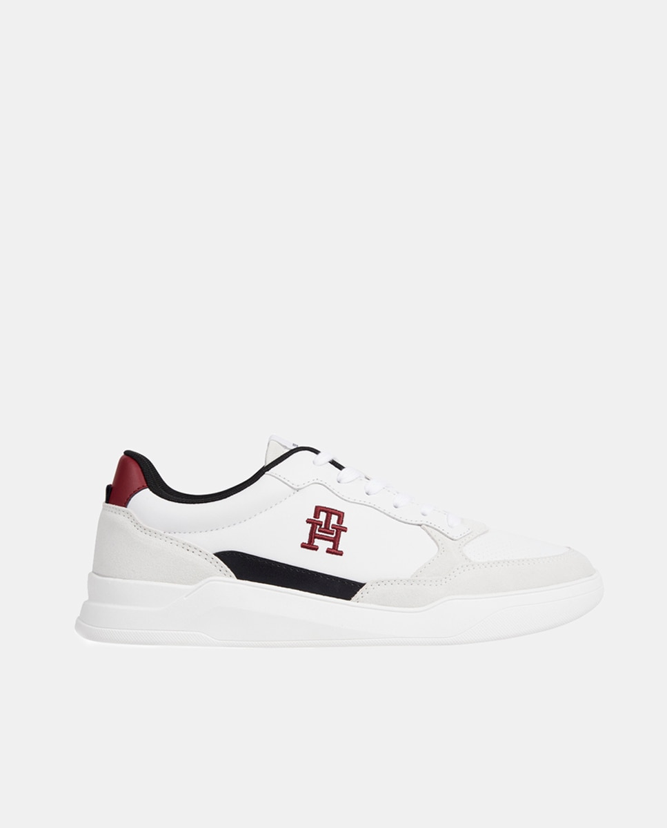 Sapatilhas Elevated Tipo Cupsole Baixas em Pele Branco-1