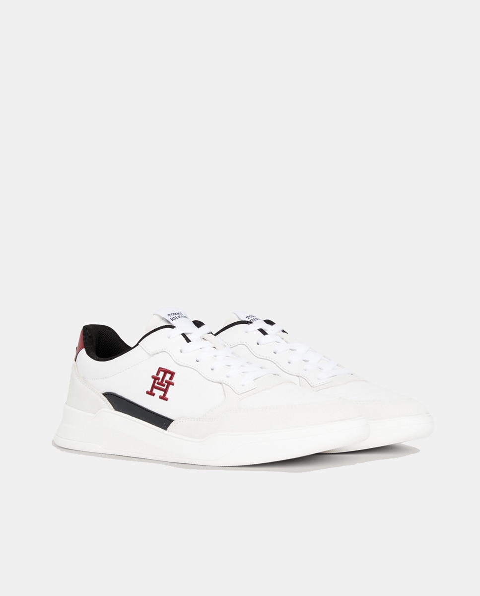 Sapatilhas Elevated Tipo Cupsole Baixas em Pele Branco-3