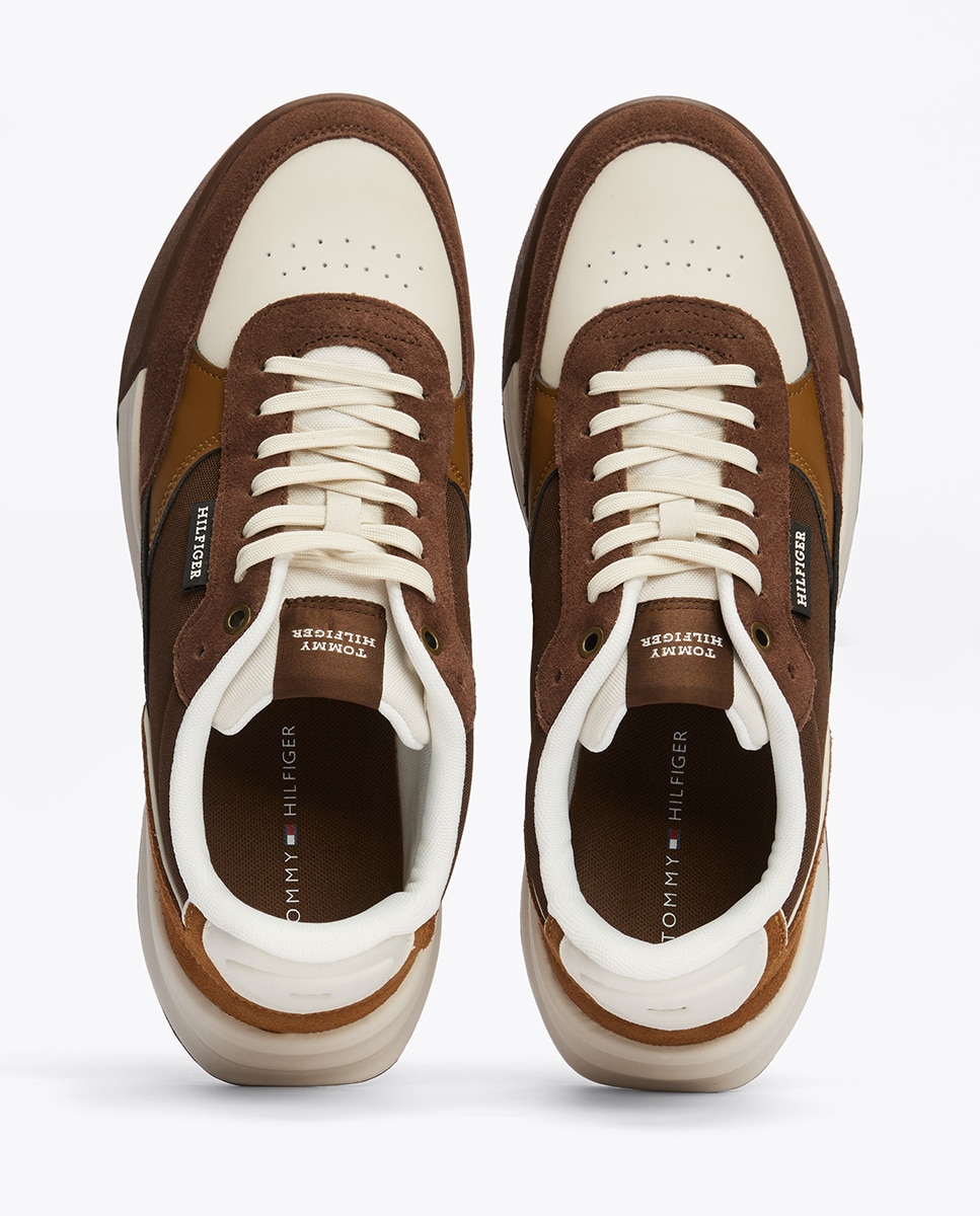Sapatilhas de Running Retro em Mistura de Materiais Castanho-3