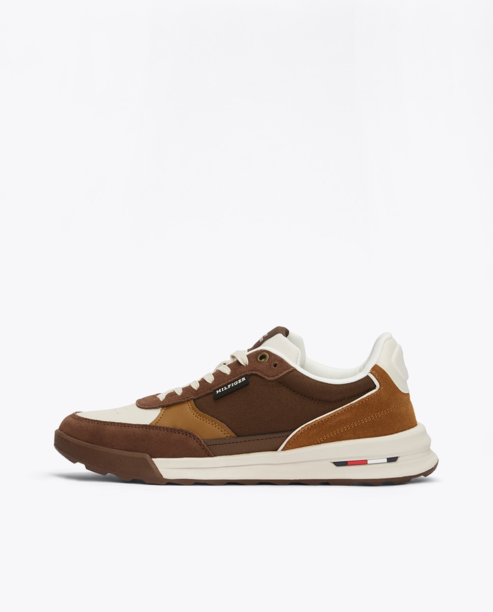 Sapatilhas de Running Retro em Mistura de Materiais Castanho-7