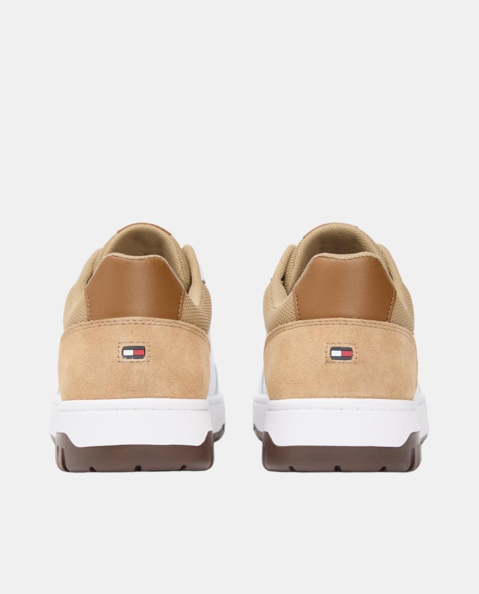 Sapatilhas Casual Combinadas em Pele e Camurça - Branco Branco-5