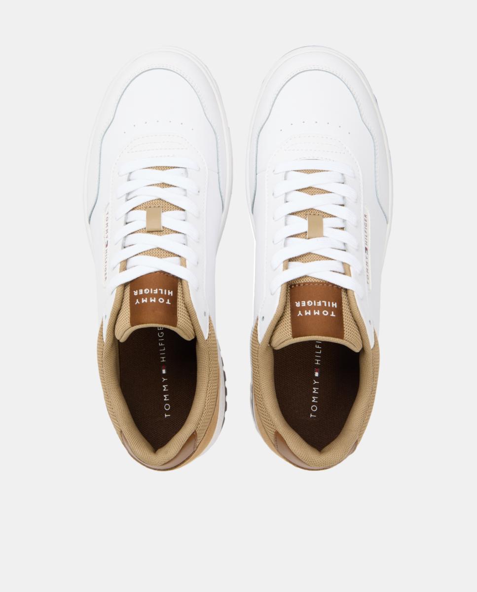 Sapatilhas Casual Combinadas em Pele e Camurça - Branco Branco-6