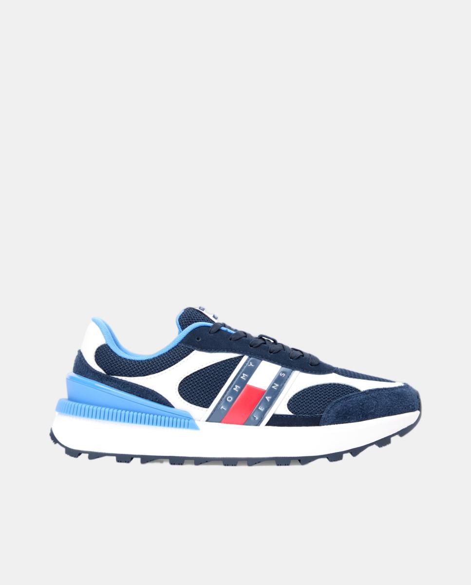 Tommy Hilfiger - Zapatillas de hombre estilo runner en color azul y blanco de Tommy Jeans.