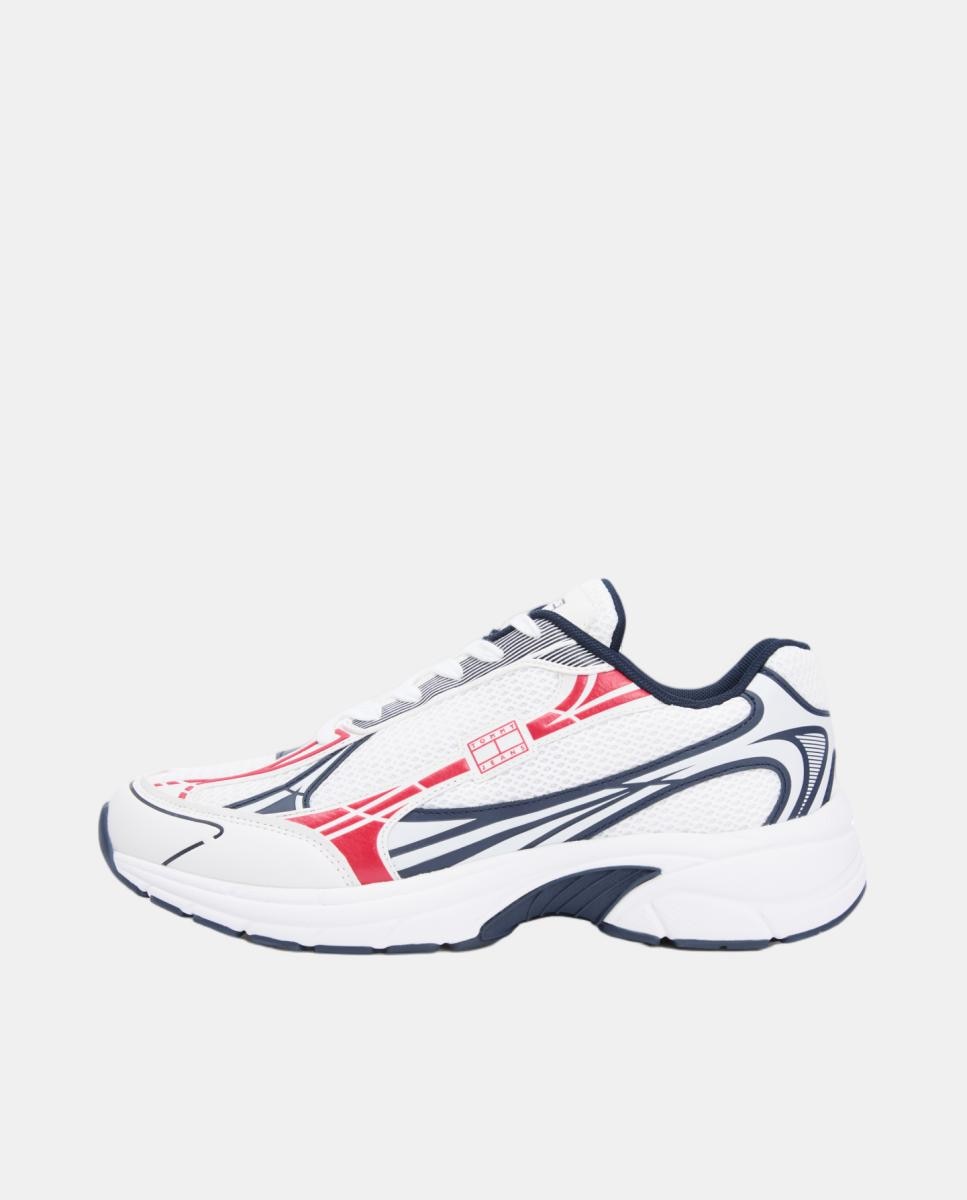 Sapatilhas de Estilo Runner - Branco/Detalhes Azul/Vermelho Branco-2