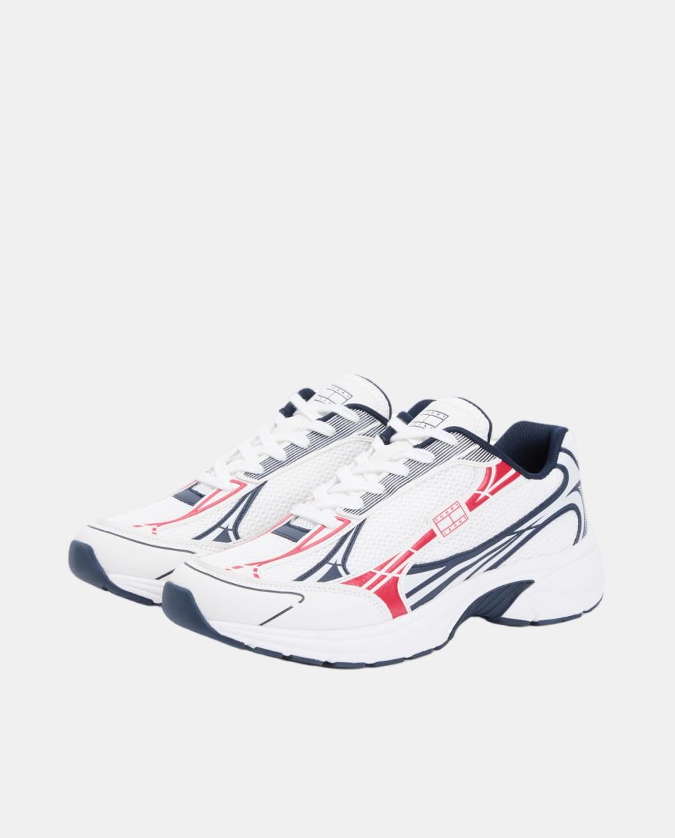 Sapatilhas de Estilo Runner - Branco/Detalhes Azul/Vermelho Branco-3