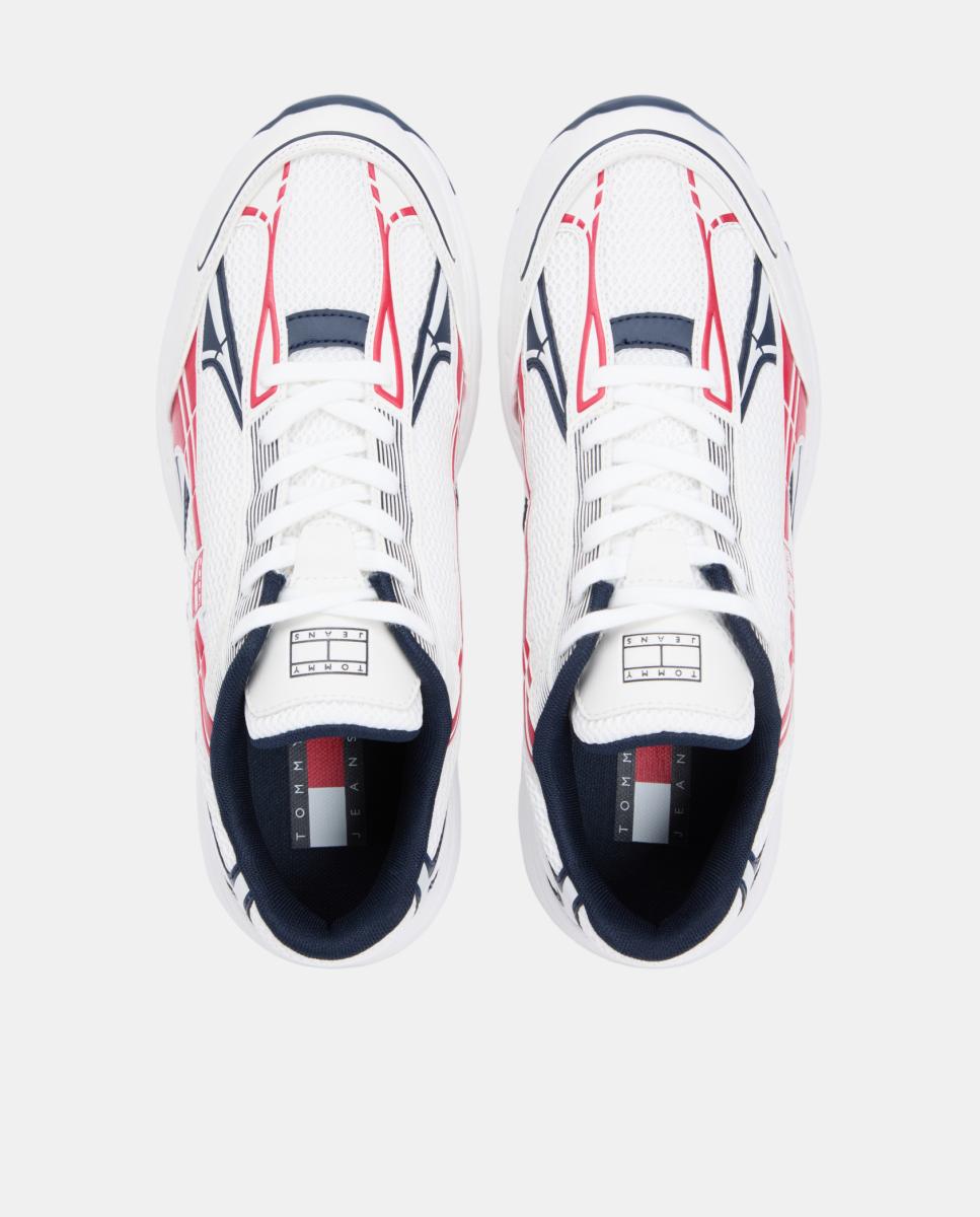 Sapatilhas de Estilo Runner - Branco/Detalhes Azul/Vermelho Branco-5