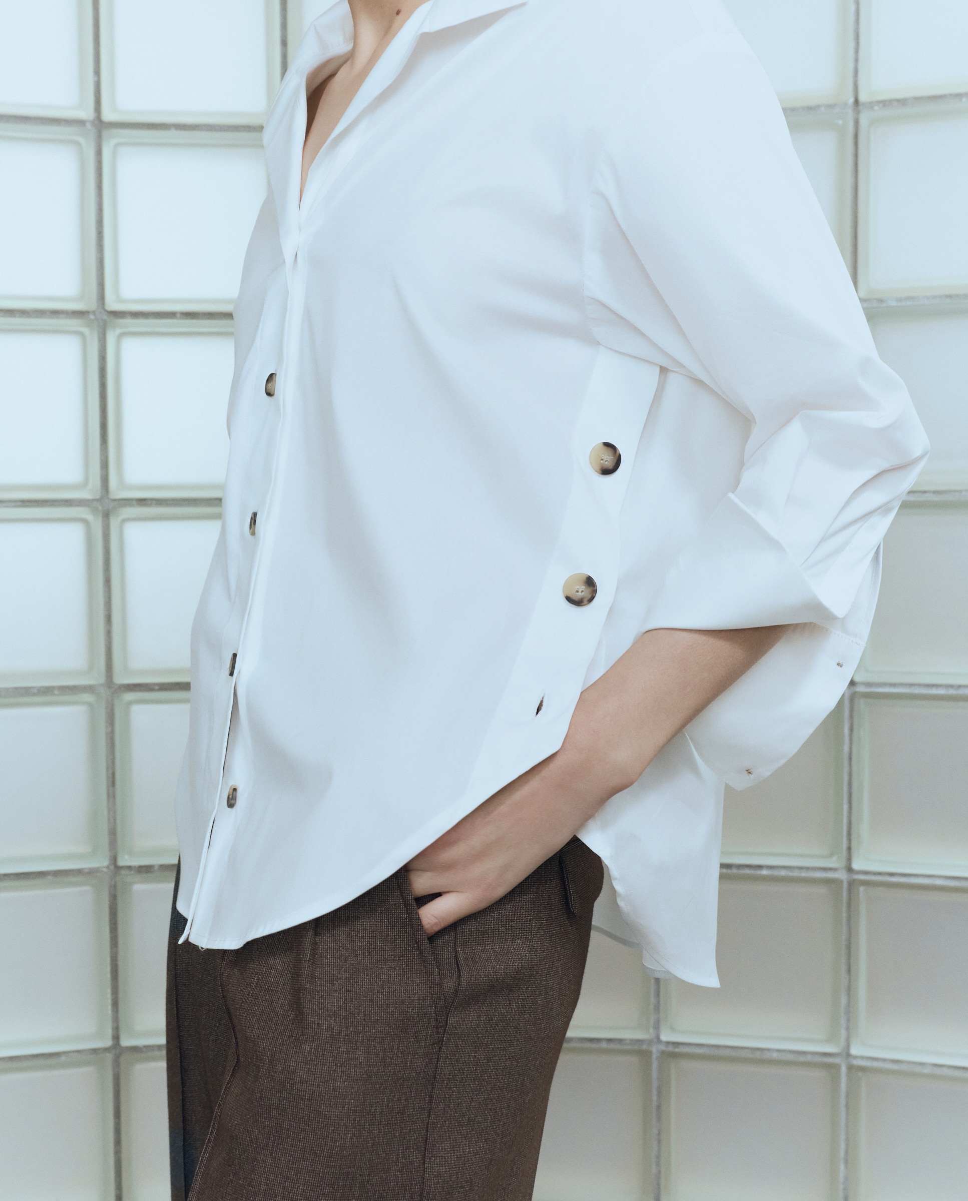 Camisa de Manga Comprida e em Popelina Branco-4